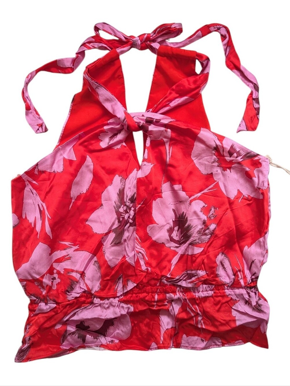 Iris Setlakwe Halter Floral Satin Bow Tank Top